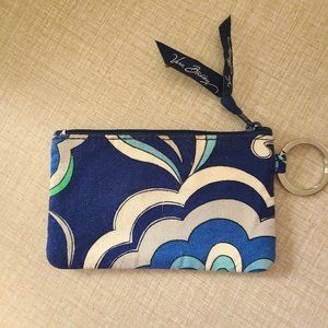 Vera Bradley Blue White and Green Floral Coin Purse Keychain
